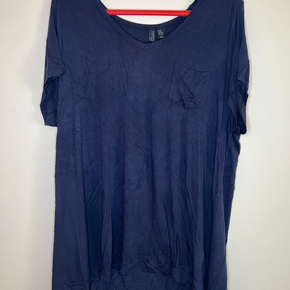 High-Low Oversized Navy Top